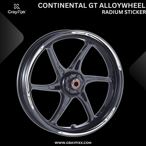 Alloy Wheel Radium Sticker for Continental GT 650 | Made in Premium Radium with FPF (Fade Protection Film), Waterproof, Precut Sticker, Pack Of 12
